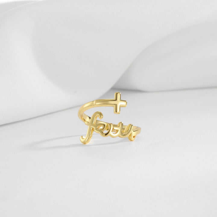 Adjustable Opening Ring with Cross of Faith