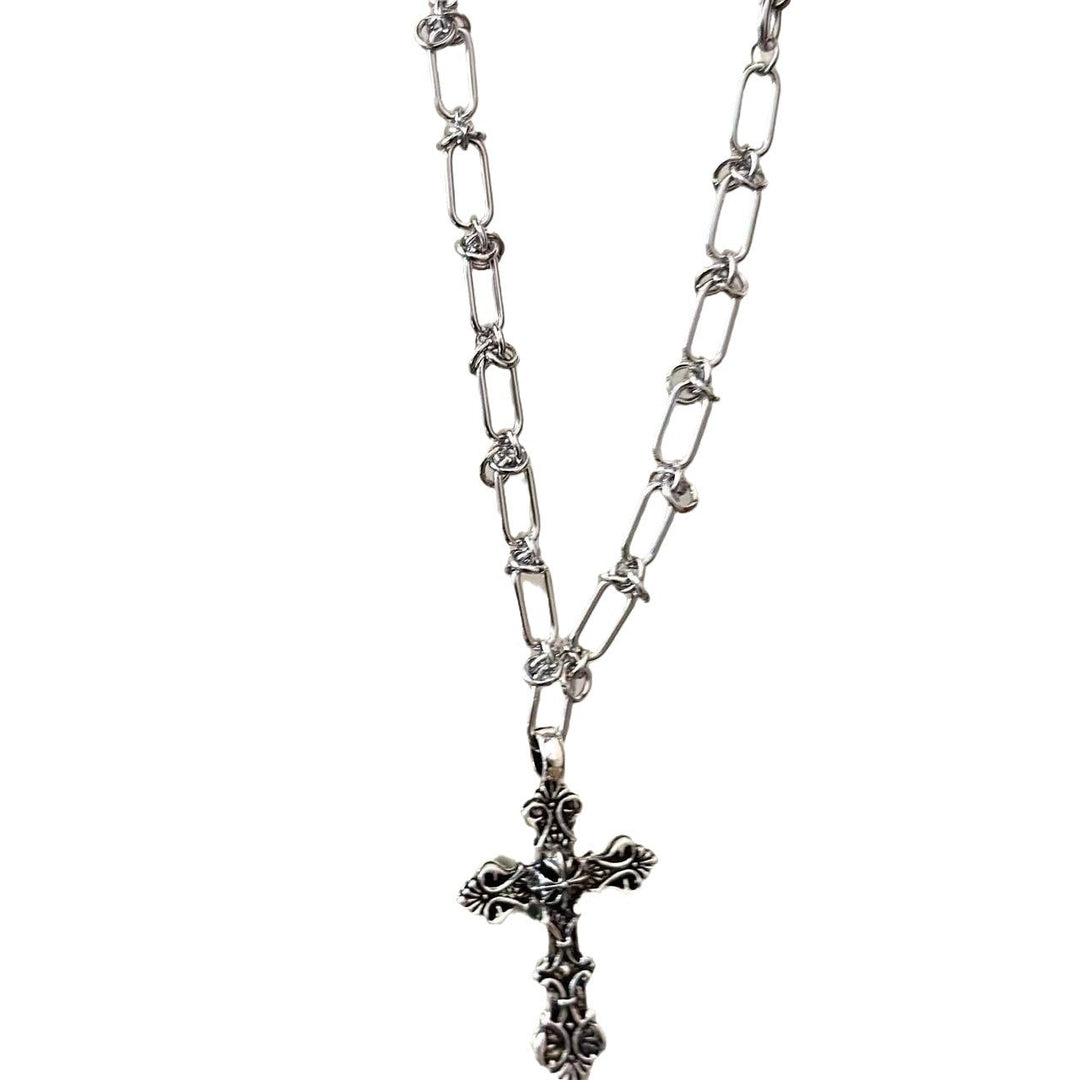 Punk-Style Cross Pendant Necklace