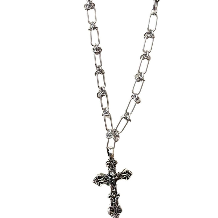 Punk-Style Cross Pendant Necklace