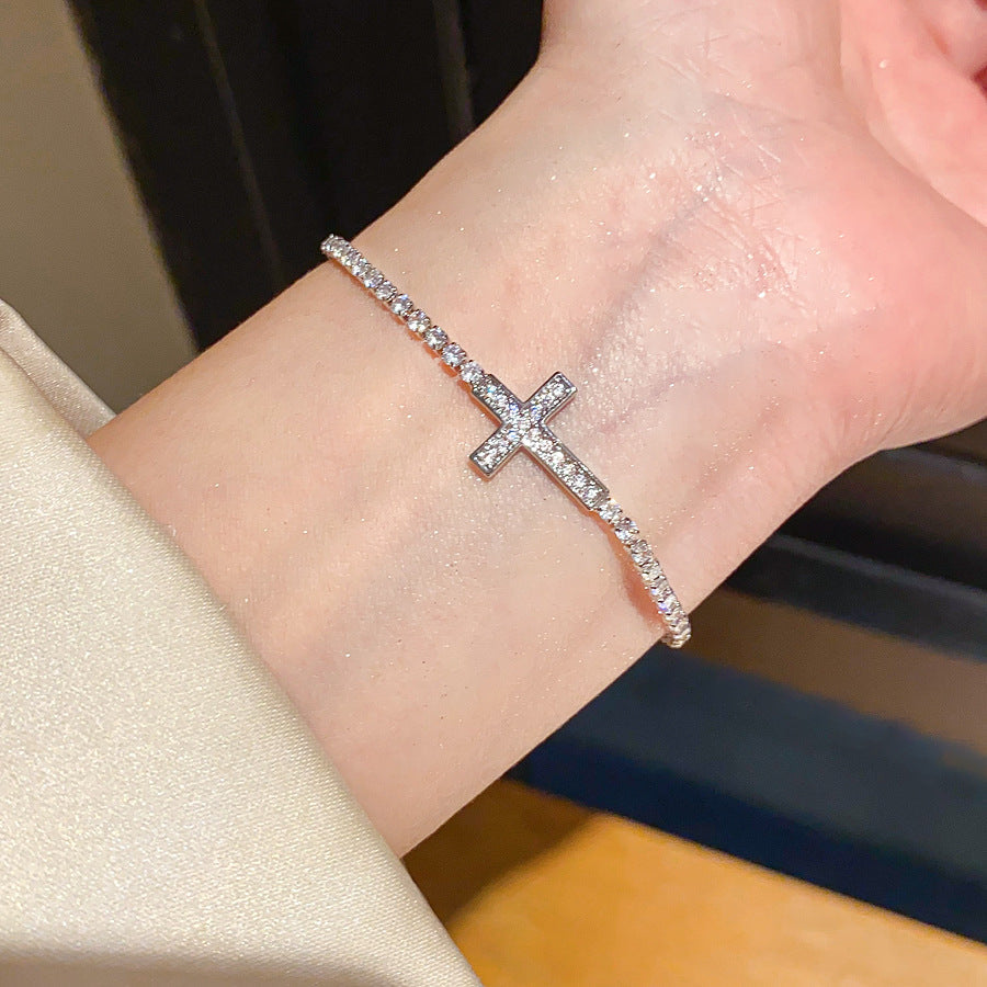 Sparkling Cross Adjustable Bracelet for Women