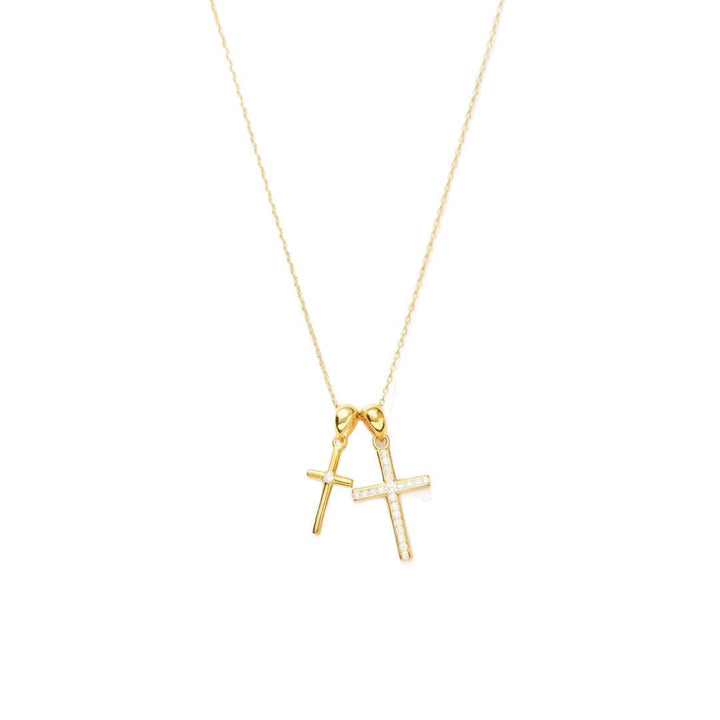 Dual Cross Zircon Pendant Clavicle Necklace for Women