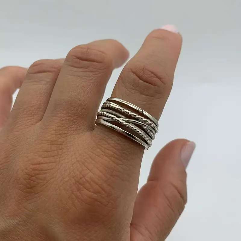 Layered Silver Pearl Ring