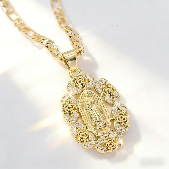 Gold Madonna Pendant Necklace Gift