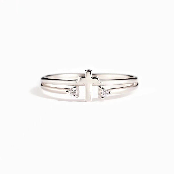 Adjustable Zircon Cross Ring