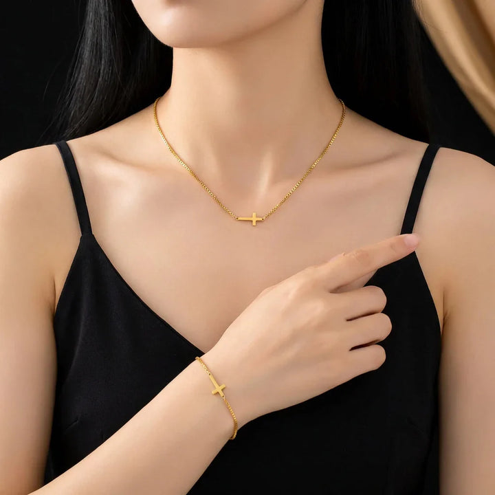 Dainty trendy small titanium steel cross jewelry