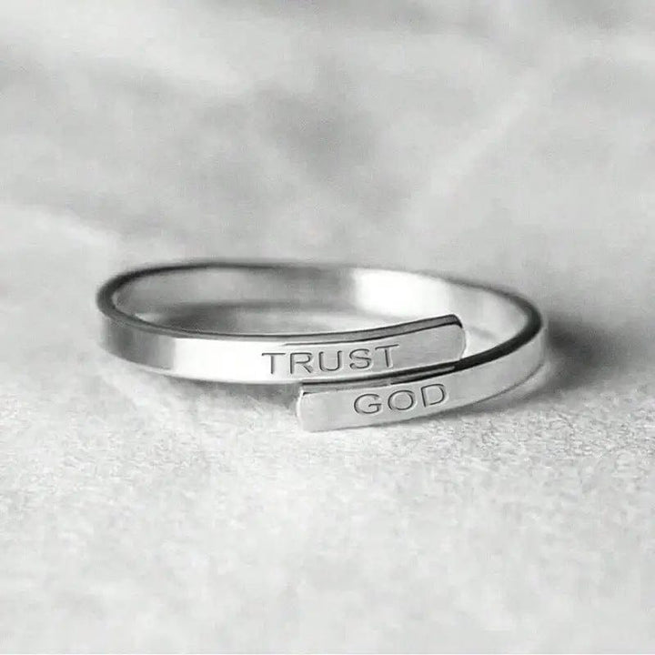 SILVER TRUST GOD ENGRAVED RING - (ADJUSTABLE)