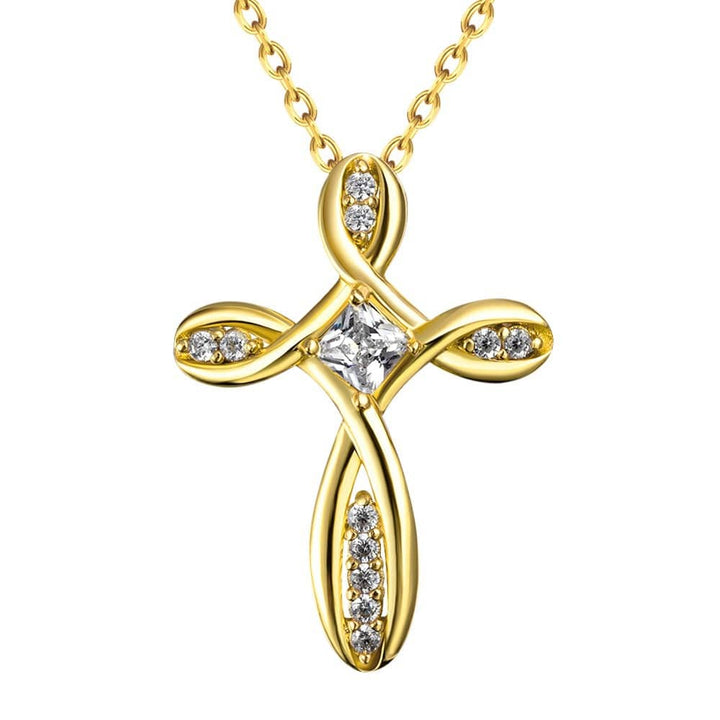 ZIRCON TIED CROSS NECKLACE