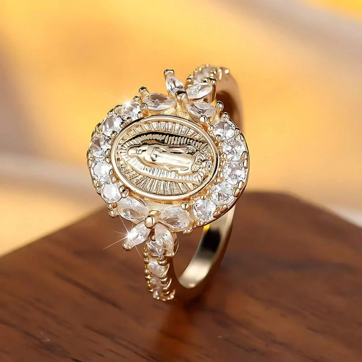 Virgin Mary Halo Crystal Ring