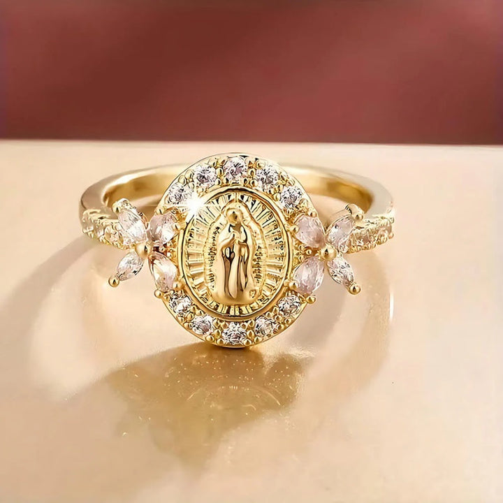 Virgin Mary Halo Crystal Ring