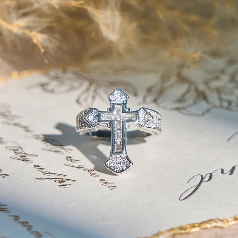 Cross Cubic Zirconia Ring