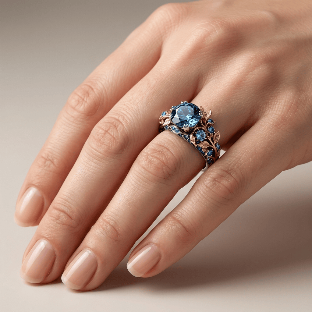 Handmade Gold & Blue Topaz Vintage Legacy Ring