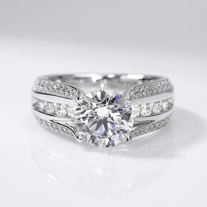 Silver Round Diamond Pavé Band Ring