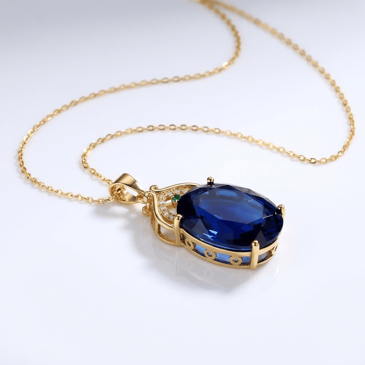Gold Blue Topaz Vintage Necklace