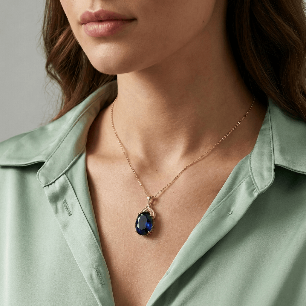 Gold Blue Topaz Vintage Necklace