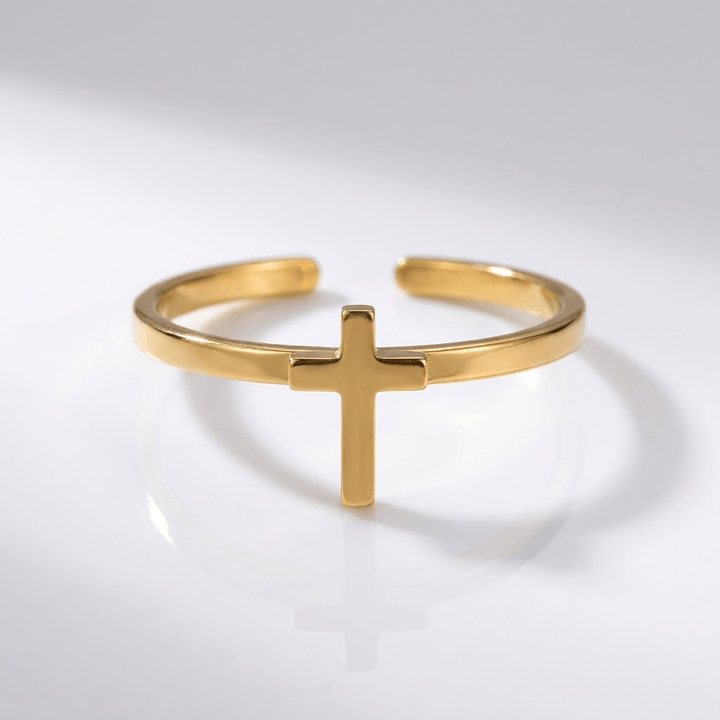 CROSS ON TOP RING - (ADJUSTABLE)