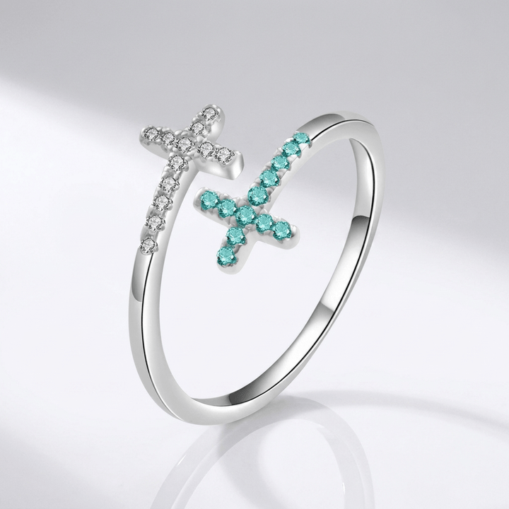 TIFFANY BLUE CROSS WITH ZIRCON STONES - (ADJUSTABLE)