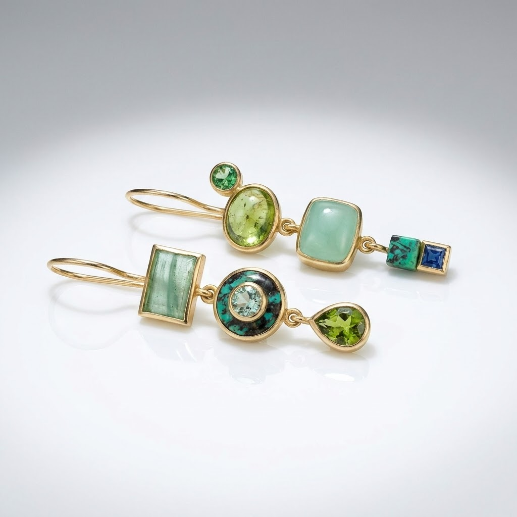 Green Trio Earrings