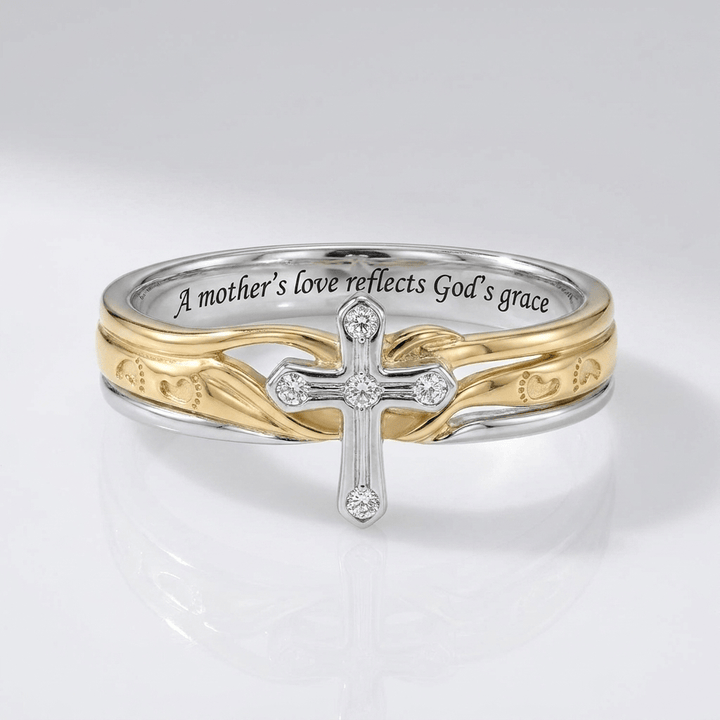 A MOTHER'S LOVE SILVER & GOLD RING