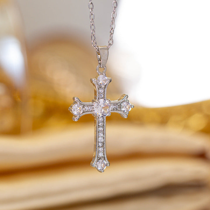 Silver Cross Pendant Snake Chain Necklace