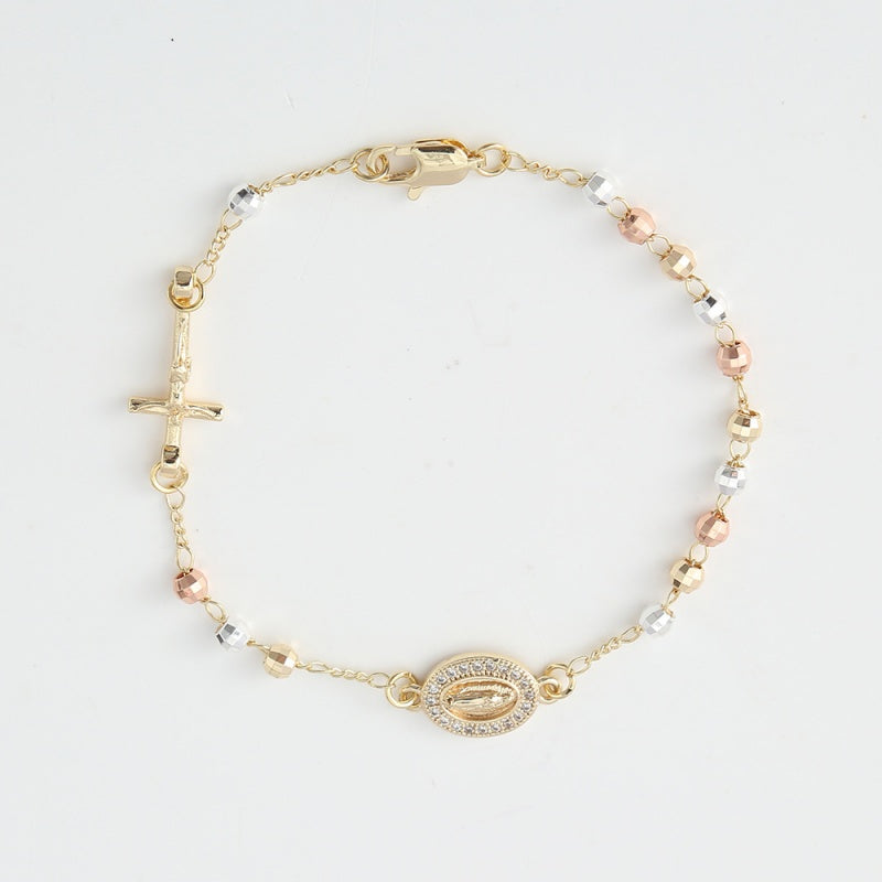 Rosary Cross Beaded Bracelet
