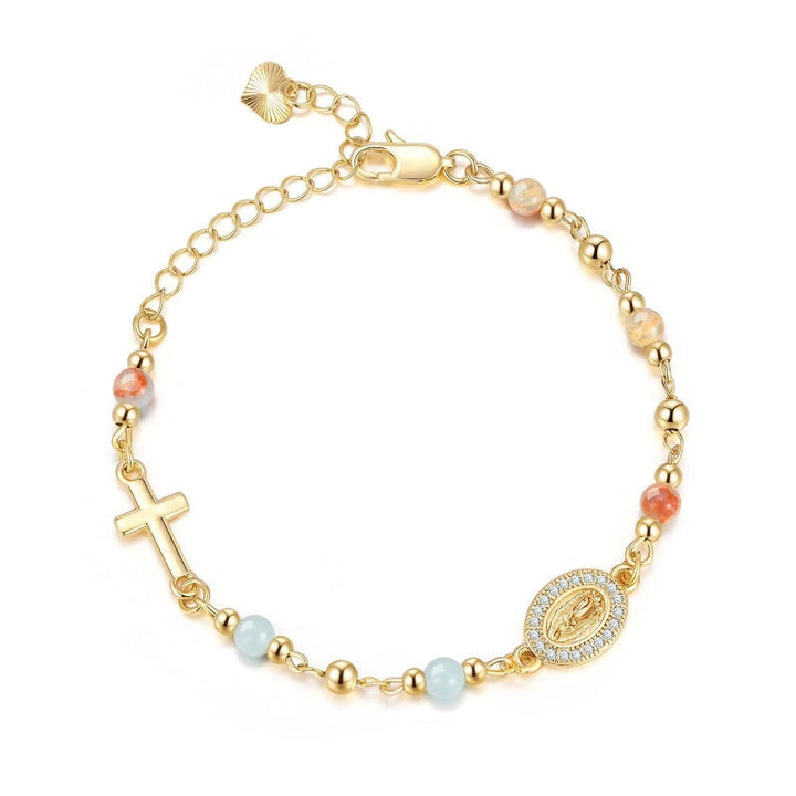 Faith Rosary Crystal Virgin Cross Bracelet