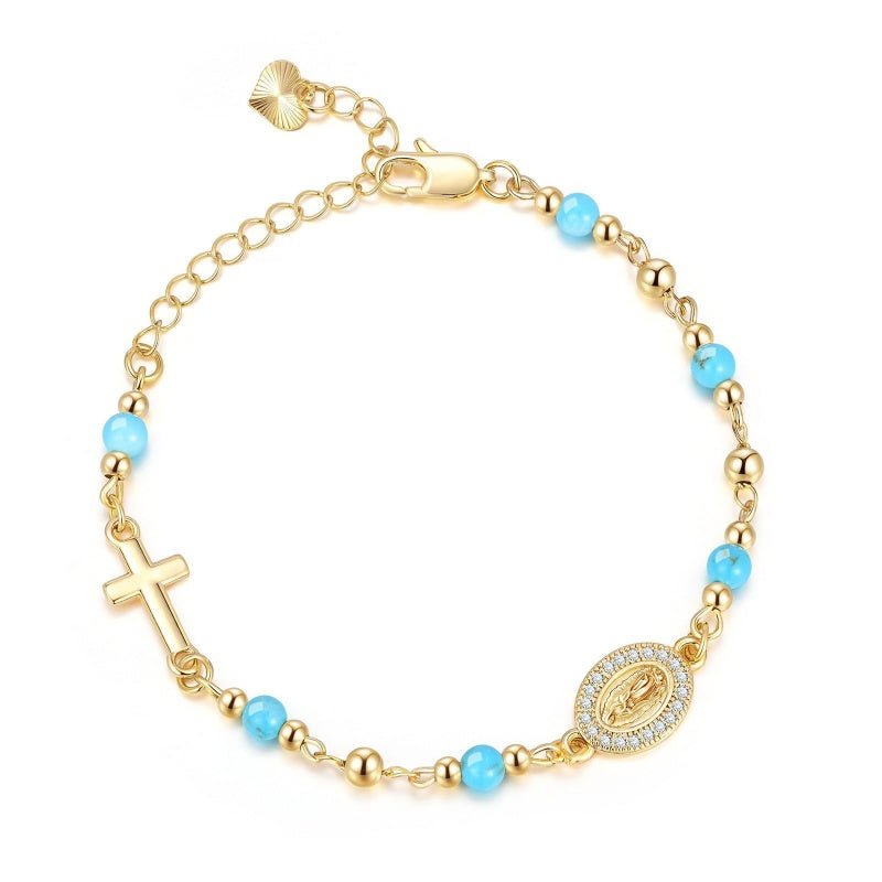 Faith Rosary Crystal Virgin Cross Bracelet