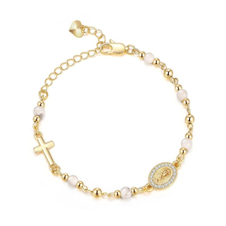 Faith Rosary Crystal Virgin Cross Bracelet