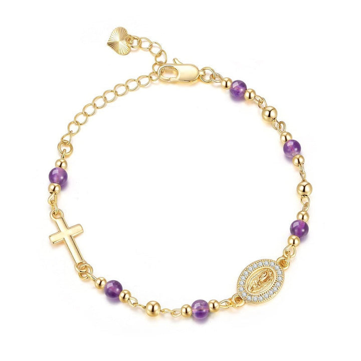 Faith Rosary Crystal Virgin Cross Bracelet