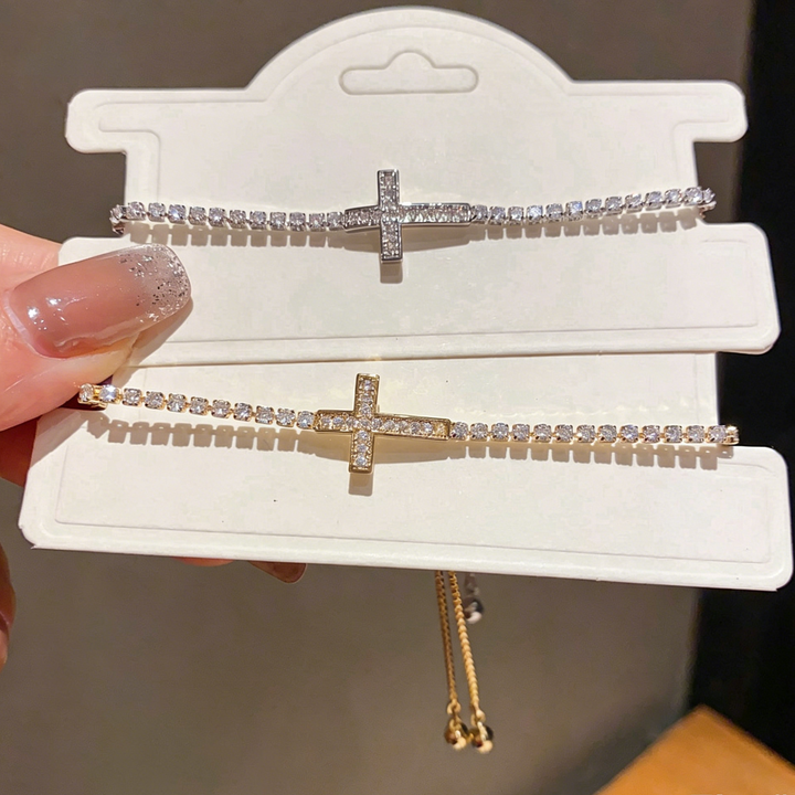 Sparkling Cross Adjustable Bracelet for Women