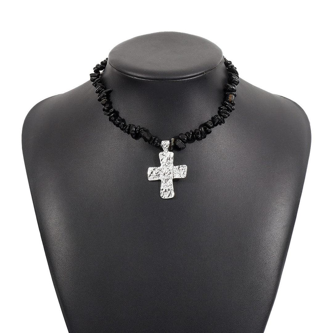 NATUREL STONES CROSS NECKLACES