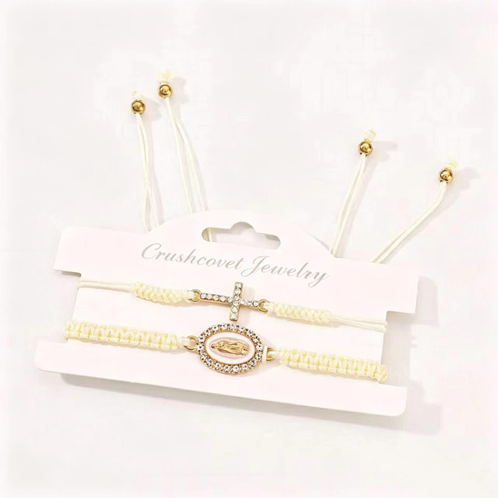 Virgin Mary Cross Bracelet Set