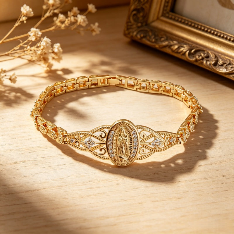 Virgin Mary Bracelet Floral Chain Gift