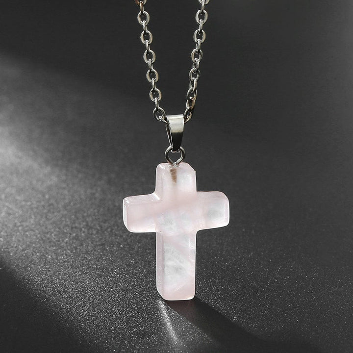NATURAL AGATE STONE CROSS PENDANT