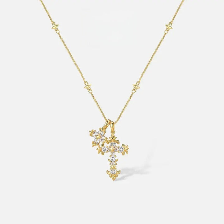Bling Double Cross Faith Necklace
