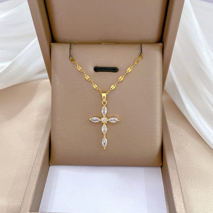 COLORFUL ZIRCON CROSS NECKLACES