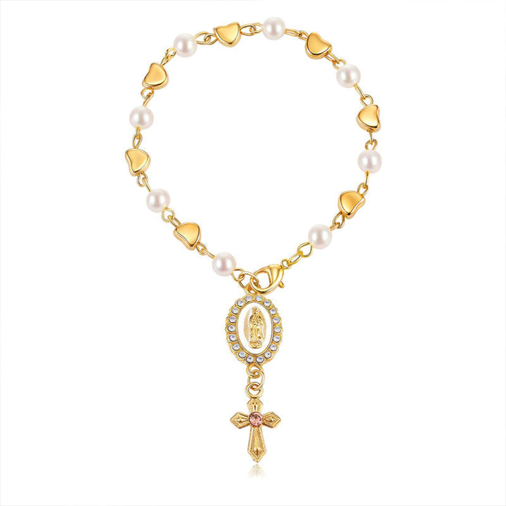 Pearl cross car bag charm