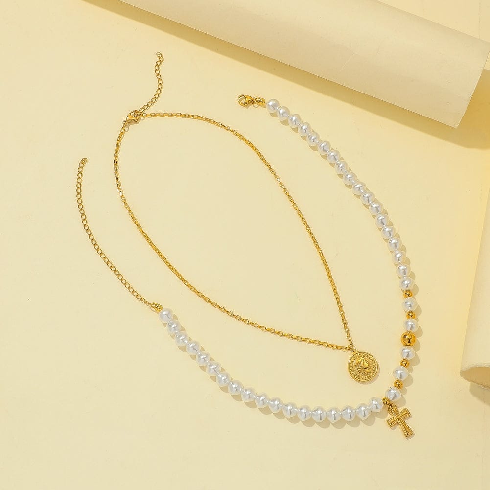 FAITHFUL PEARL LAYERED NECKLACE