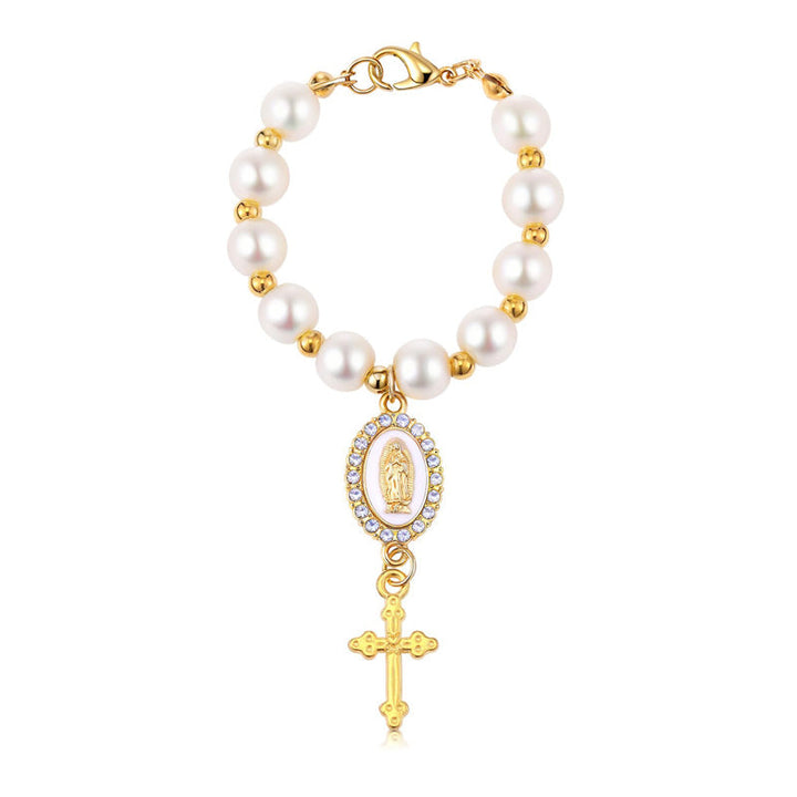 Pearl cross car bag charm
