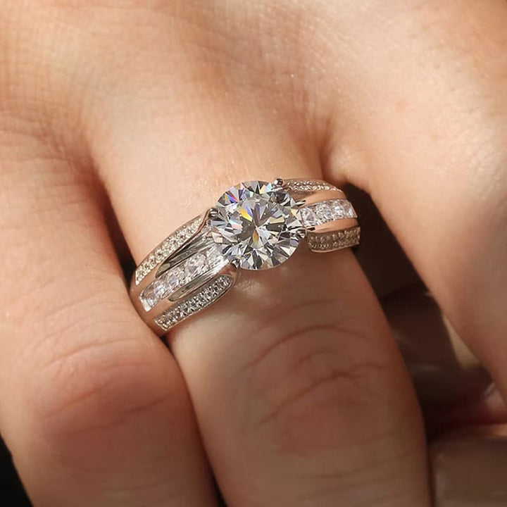 Silver Round Diamond Pavé Band Ring