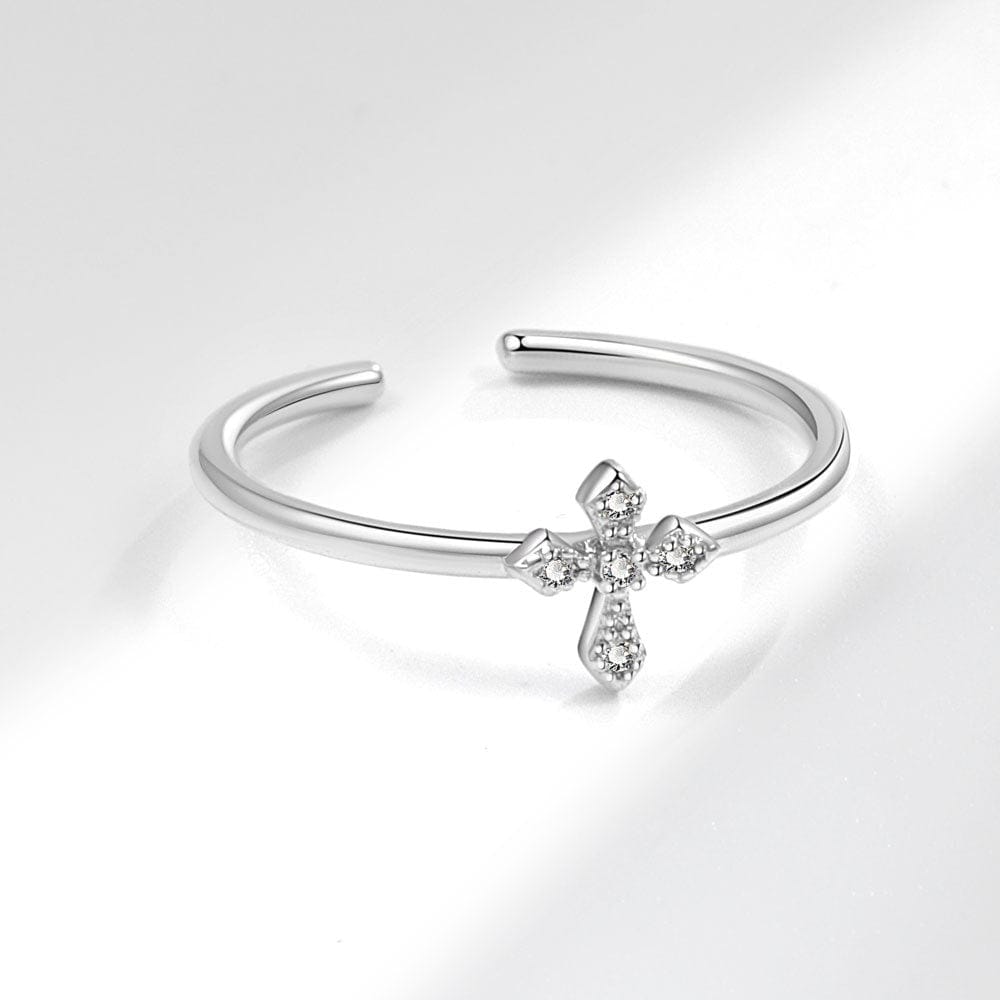 SILVER CROSS GLOW RING