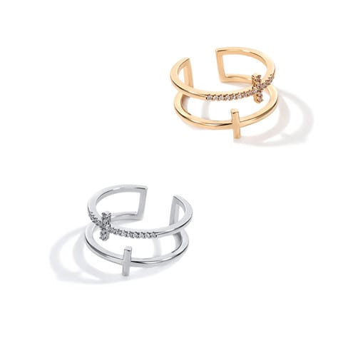 GLORY DOUBLE CROSS RING - (ADJUSTABLE)