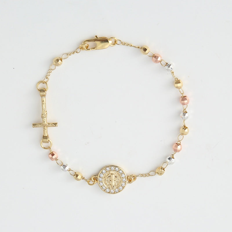 Rosary Cross Beaded Bracelet