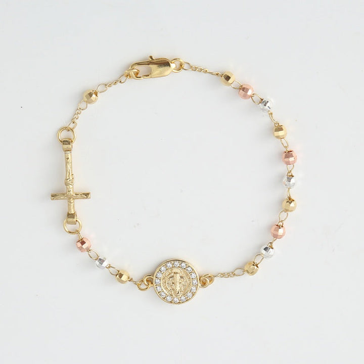 Rosary Cross Beaded Bracelet