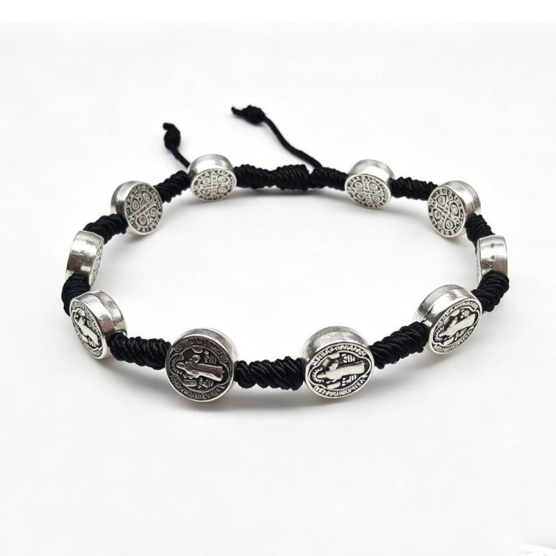 Saint Benedict Woven Cord Bracelet
