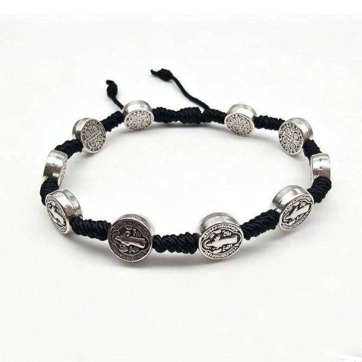 Saint Benedict Woven Cord Bracelet