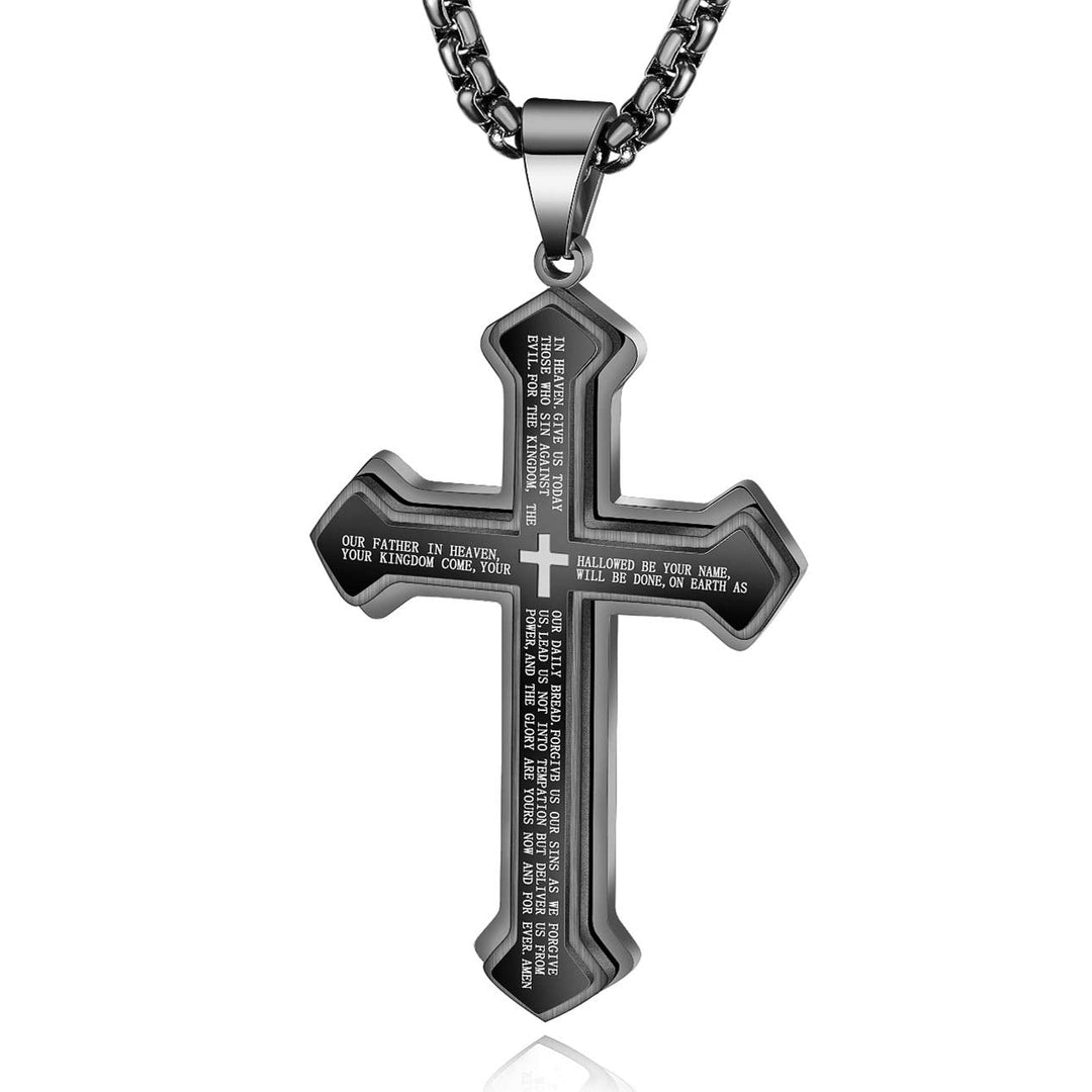 Stainless Steel Bible Text Cross Pendant