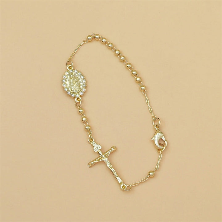 Gold Mary Cross Bracelet Faith Jewelry