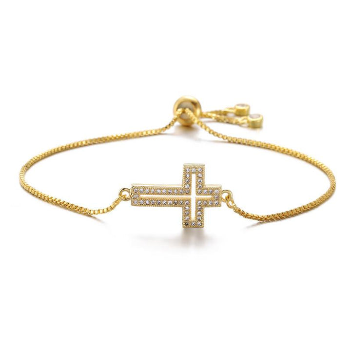 Adjustable Openwork Cross Bracelet