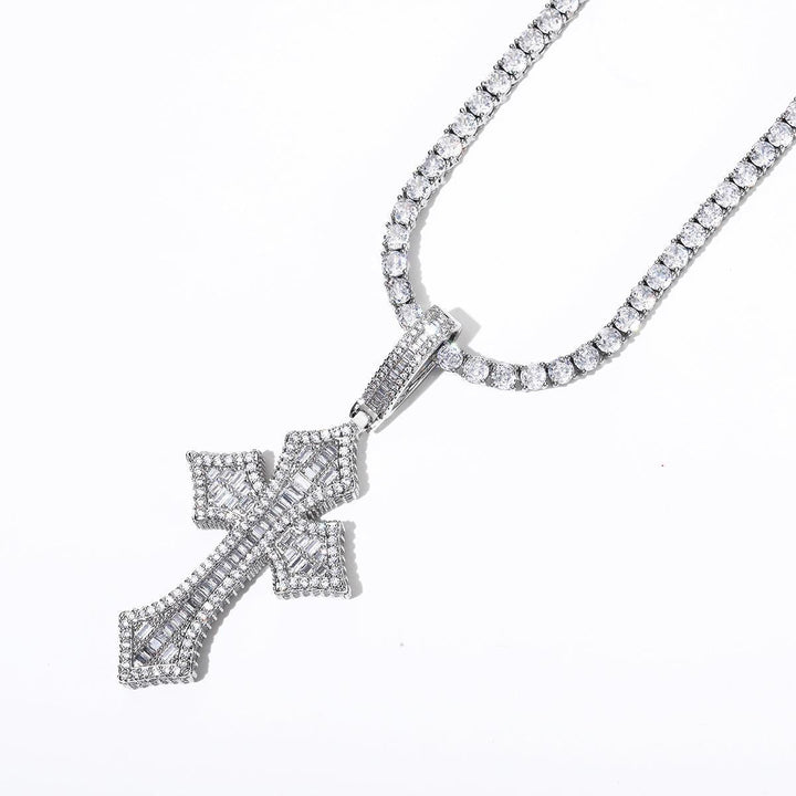 Copper and Zircon Cross Necklace