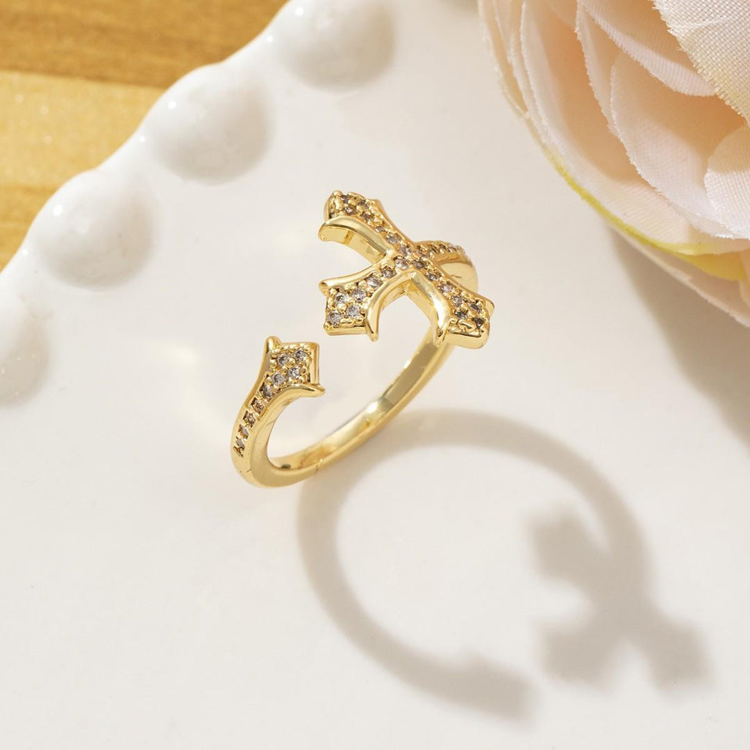 Zircon Cross Open Ring